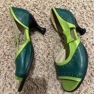 Green size 10 John Fluevog heels